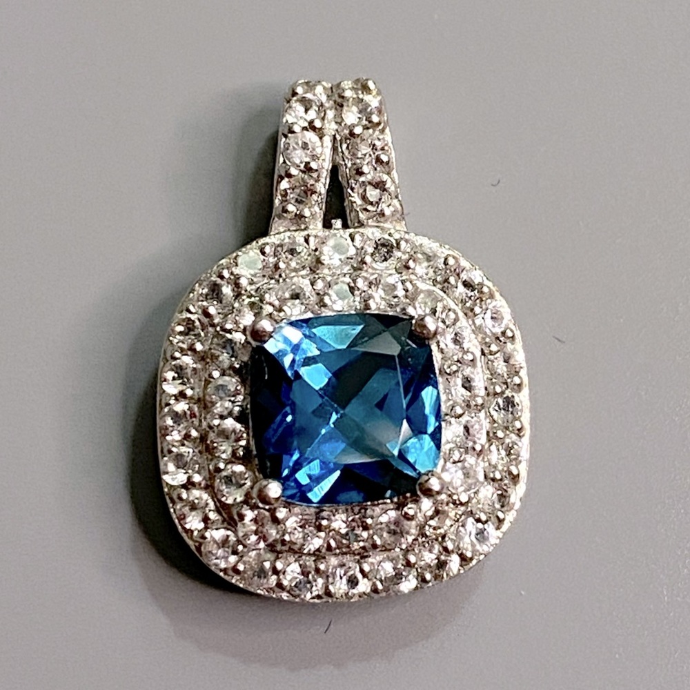 JTV London Blue and CZ Sterling Silver pendant